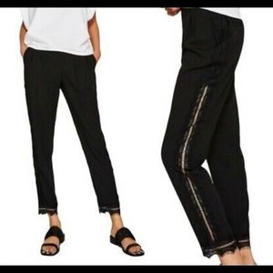Zara basics lace trim chiffon pant